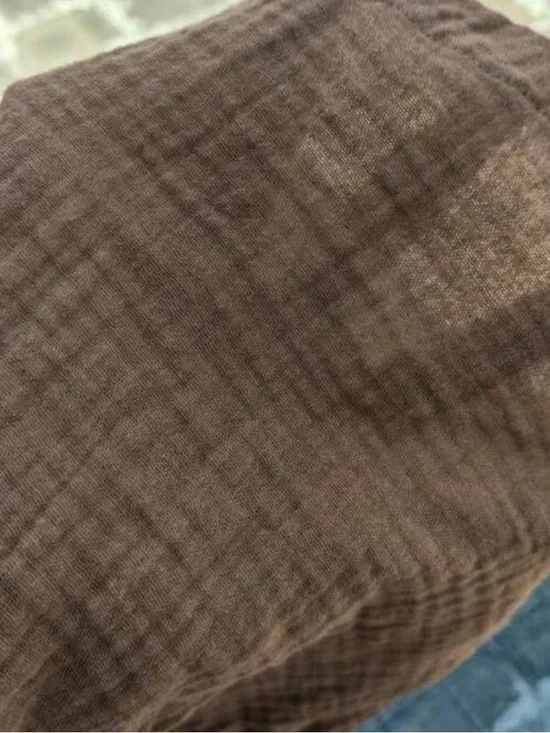 100% cotton textured drawstring pants brown summer beach pants low rise - Picture 4 of 4